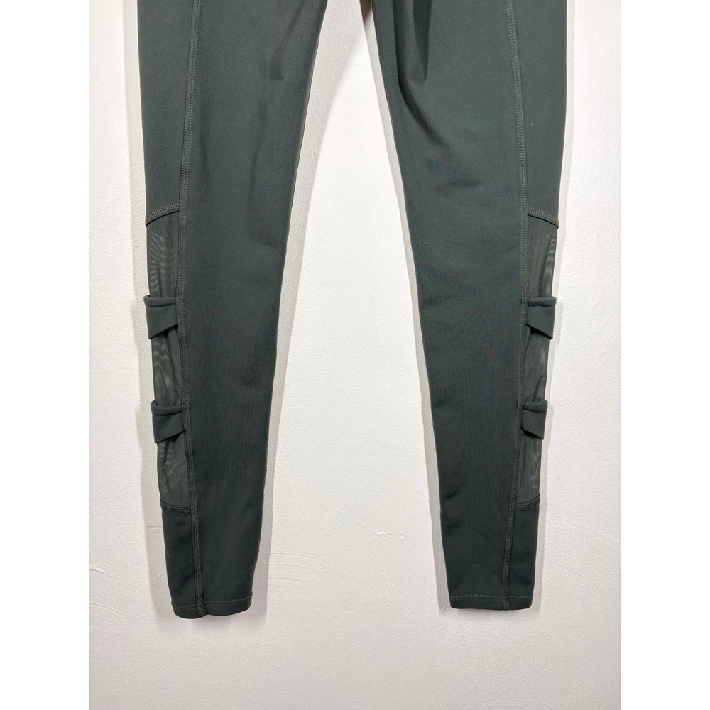 Athleta Womens Leggings Small Green Stretchy Mesh High Rise Yoga Gym Activewear - Picture 7 of 14